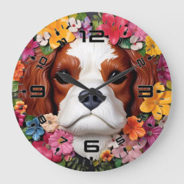 3D Cavalier King Charles Spaniel Große Wanduhr