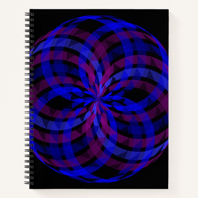 3D Center Blume Petal Geometric Spiral Notebook Notizbuch (Vorderseite)