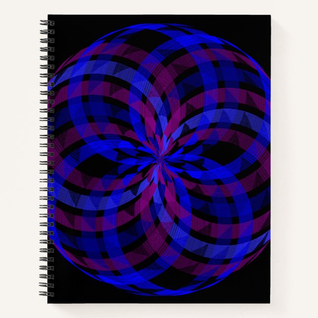 3D Center Blumenseide Geometrisches Spiral Notizbu Notizbuch (Vorderseite)