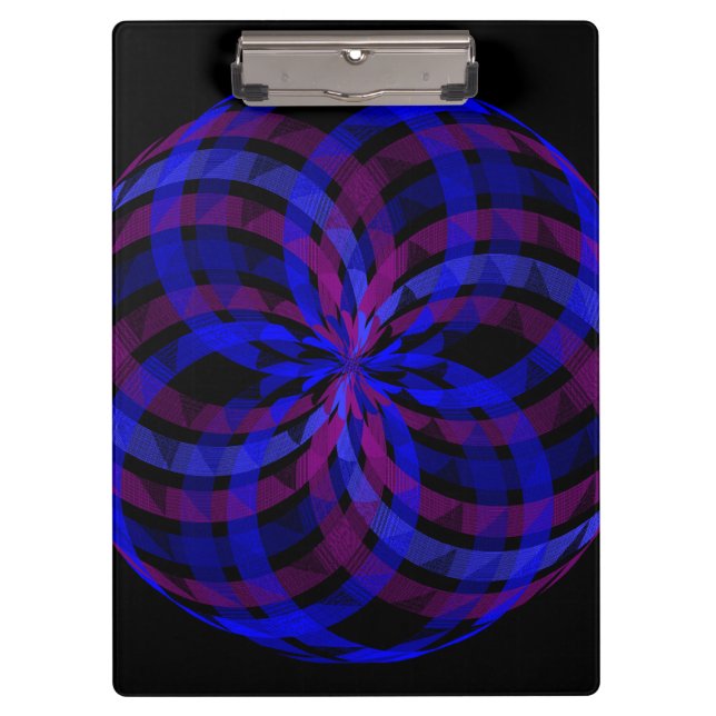 3D Center Flower Petal Geometric Clipboard Klemmbrett (Vorderseite)
