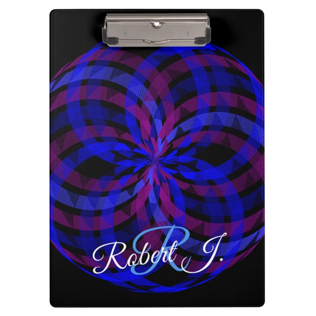 3D Center Flower Petal Geometric Clipboard Klemmbrett (Vorderseite)