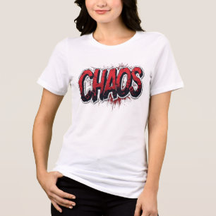 3D Chaos rotes Graffiti gesprungene Typografie Str Tri-Blend Shirt