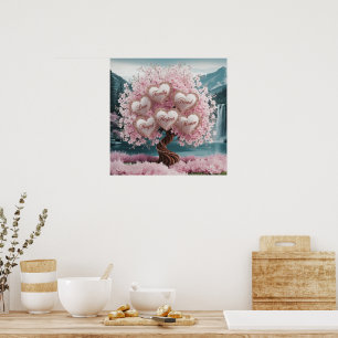 3D Cherry Blossom Tree mit Glitzer und Intertwine Poster