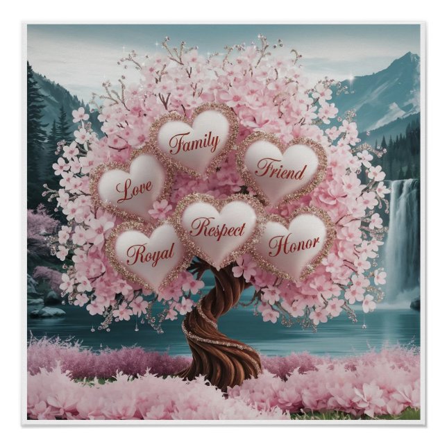 3D Cherry Blossom Tree mit Glitzer und Intertwine Poster (Vorderseite)