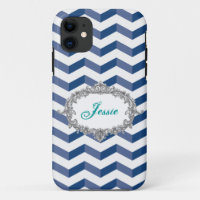 3D Chevrons Blue/Wht iPhone 5/5S Fall Personalisie