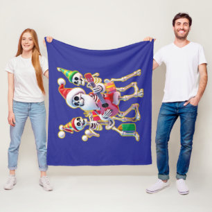 **3D-Christm-Skelett-Weihnachtsmann-Party – Lustig Fleecedecke