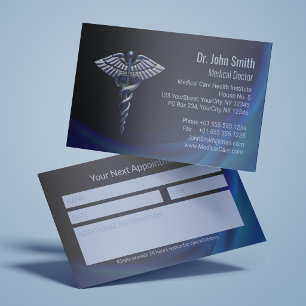 3D Chrome Dunkler Caduceus Holografisch Medizinisc Terminkarte