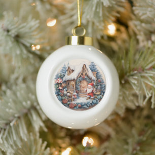 3D CLASSIC CHRISTMAS VINTAG SANTA CLAUS KERAMIK Kugel-Ornament