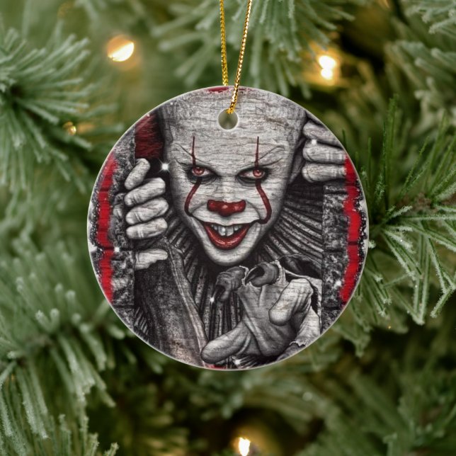 3D Creepy Clown Weihnachten Keramik Ornament (Baum)