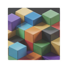 3D-Cubes Metal Print