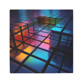 3D-Cubes Metal Print