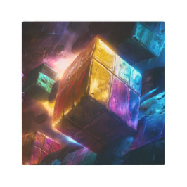 3D-Cubes Metal Print