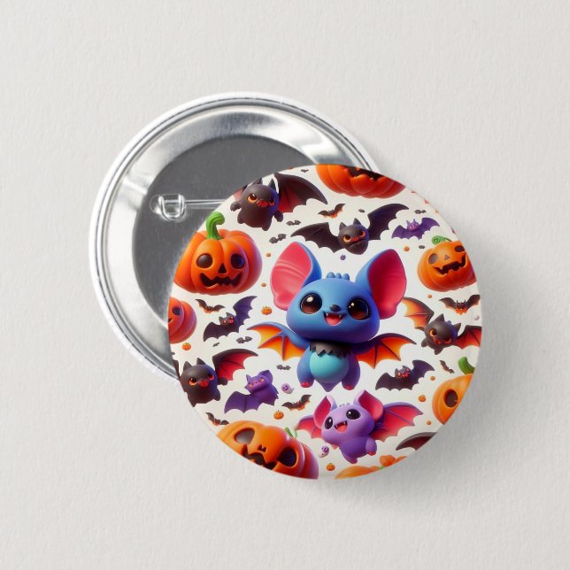 3D cute bats halloween Button (Vorne & Hinten)