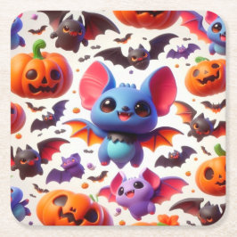 3D cute bats halloween Rechteckiger Pappuntersetzer