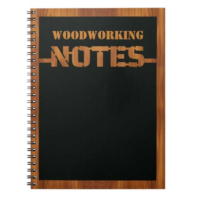 3D Cutout Woodwork auf schwarz Notizblock (Vorderseite)