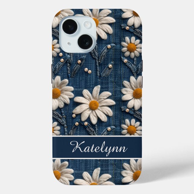 3D Daisy Denim Phone Case (Rückseite)