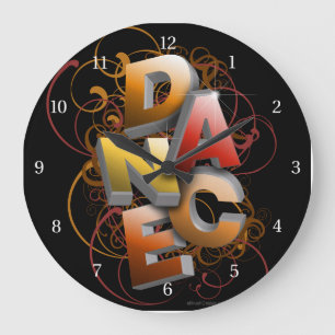 3D Dance (fall) Large Clock Große Wanduhr