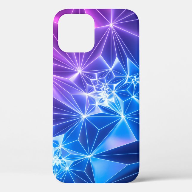 3D-Darstellung, rosa blauer neongeometrischer Hint Case-Mate iPhone Hülle (Rückseite)
