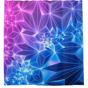 3D-Darstellung, rosa blauer neongeometrischer Hint Duschvorhang