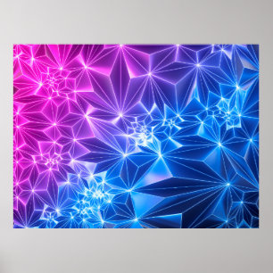3D-Darstellung, rosa blauer neongeometrischer Hint Poster