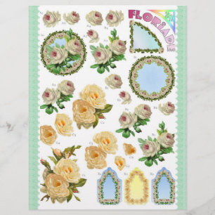 3D-Decoupage - Floriade - Weiße und gelbe Rosen