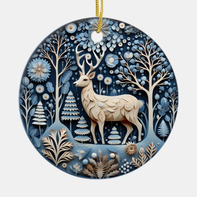 3D Deer Chirstmas Animal  Keramik Ornament (Vorne)