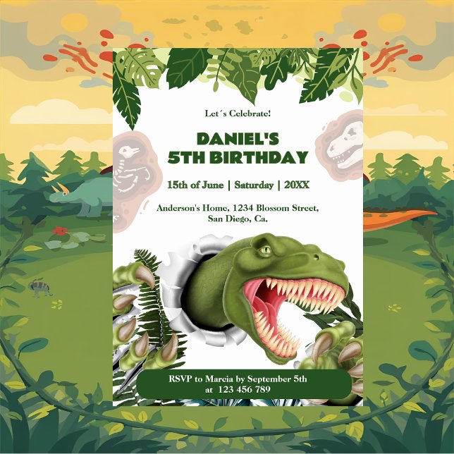 3D-Dinosaur-Geburtstag Einladung (Von Creator hochgeladen)