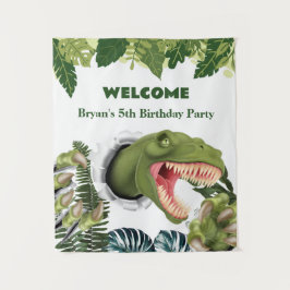 3D-Dinosaur-Geburtstag Wandteppich