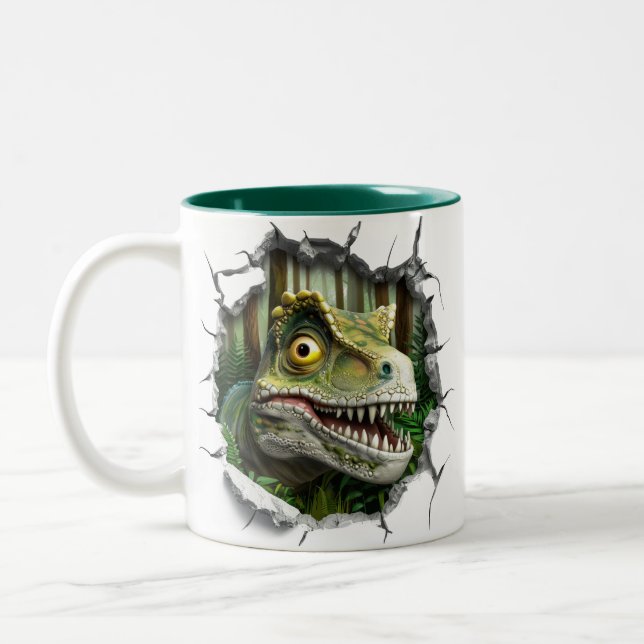3D Dinosaurier Hot Cocoa Kinder Zweifarbige Tasse (Links)