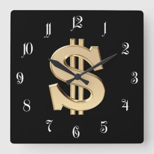 3D-Dollar Quadratische Wanduhr