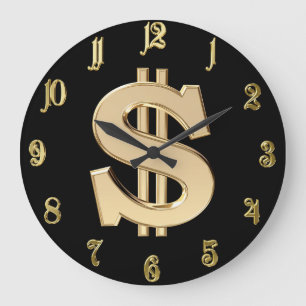 3D dollar sign Große Wanduhr