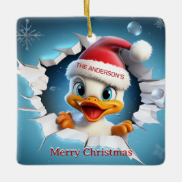3D Duck Christmas Keramikornament