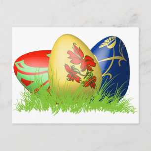 3D easter eggs in grass Feiertagspostkarte