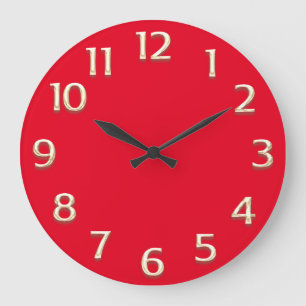 3D  Effect Gold Champagne Minimalism Modern Red Große Wanduhr
