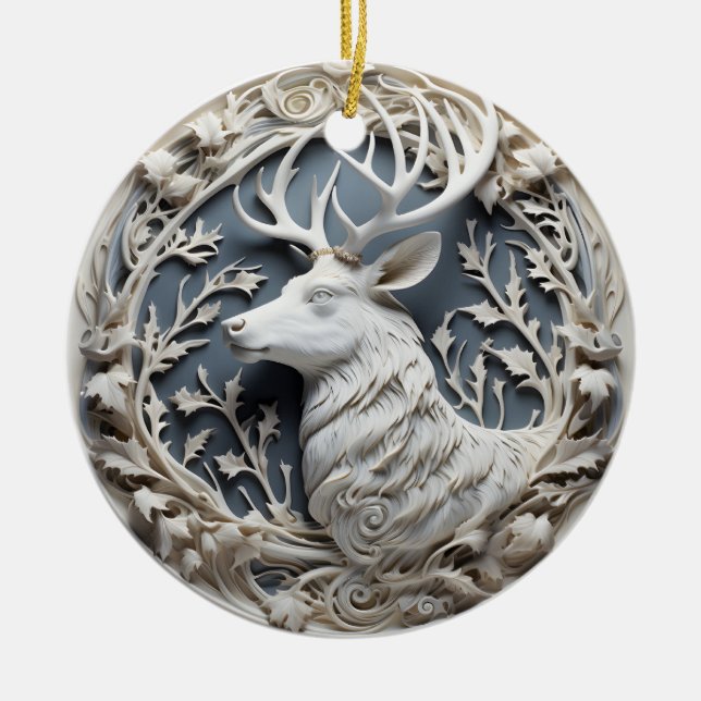 3D Effect Reindeer Ornament | Custom Name (Vorne)