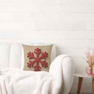 3D-Effekt Beige und Rot Minimalistischer Schneefal Kissen