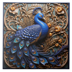 3D-Effekt Blau-Pfau, Barock Fliese