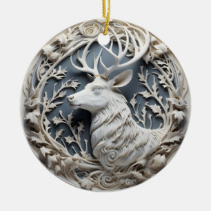3D-Effekt-Rentier-Ornament Benutzerdefinierter N Keramik Ornament