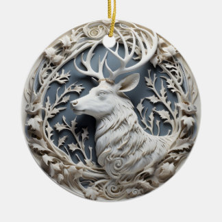 3D-Effekt-Rentier-Ornament | Benutzerdefinierter N Keramik Ornament