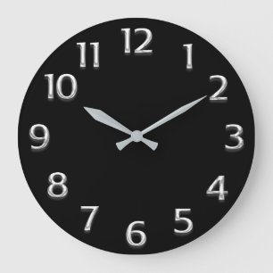 3D-Effekt Silver GRAY Minimalismus Moderner Schwar Große Wanduhr