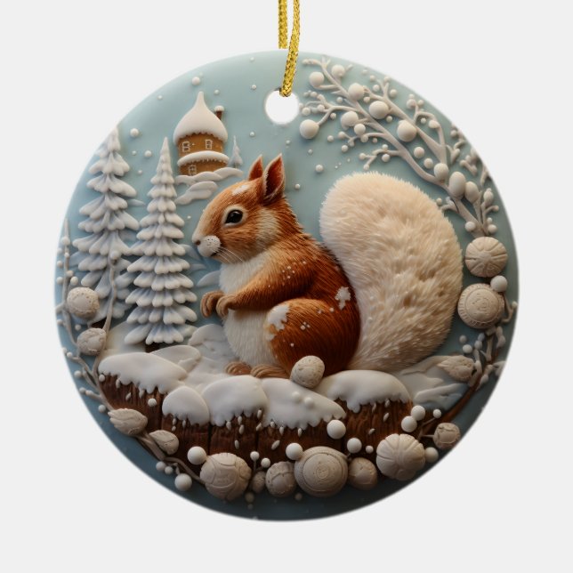 3D-Eichhörnchen Keramik Ornament (Vorne)