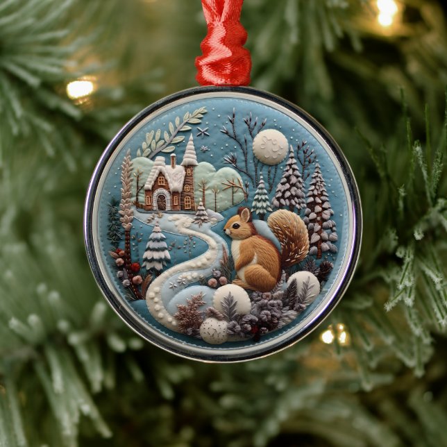 3D Eichhörnchen Woodland Chirstmas Tier Ornament Aus Metall (Baum)
