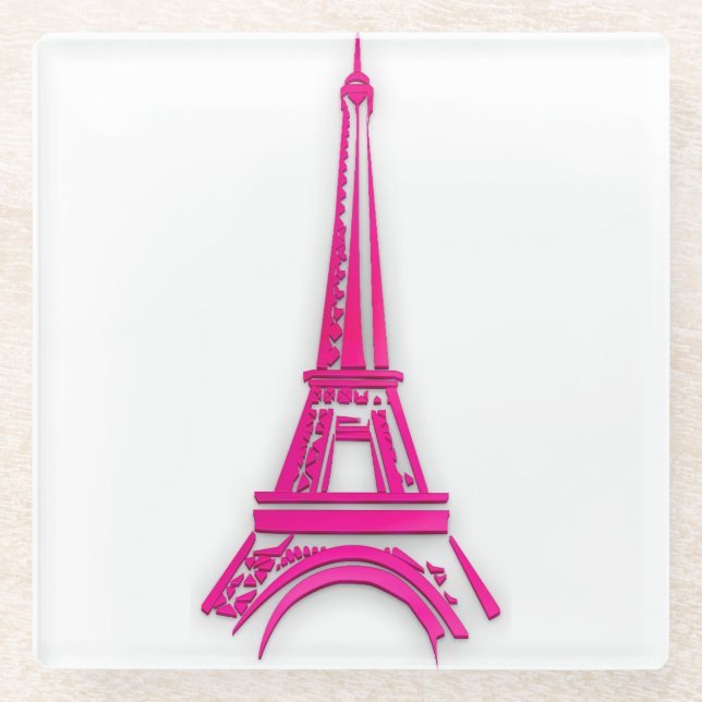 3d Eiffelturm, Frankreich, Klippe Glasuntersetzer (Vorderseite)