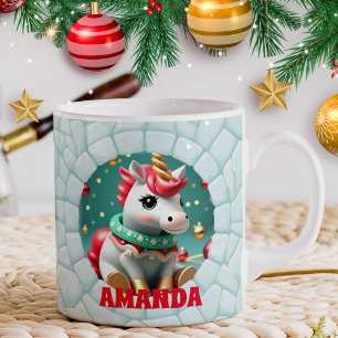 3D Einhorn Weihnachten Personalisierter Name Feier Kaffeetasse