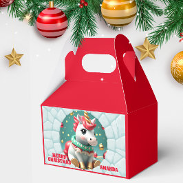 3D Einhorn Weihnachten Roter Feiertag Geschenkschachtel