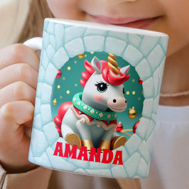 3D Einhorn Weihnachtskids Heiße Schokolade Kaffeetasse