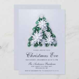 3D Elegante Snowflakes Tree Holiday Christmas Eve Einladung