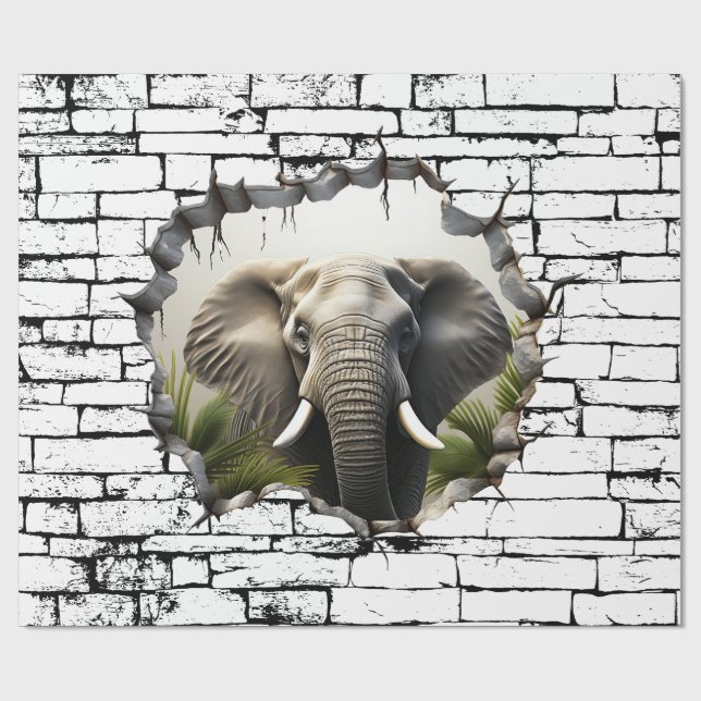3D Elephant Wall Break - The Restaurant Geschenkpapier (Flach)