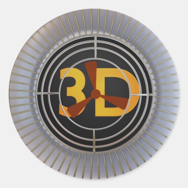3D-Engine. Runder Aufkleber (Vorderseite)