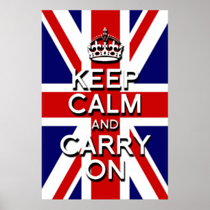 3D-Erhaben-Effekt Keep Calm auf dem UK-Flagge Poster